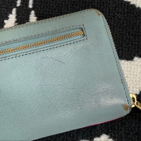 Fossil Leather Zip Around Wallet Multicolored Patchwork - Picture 3 of 10